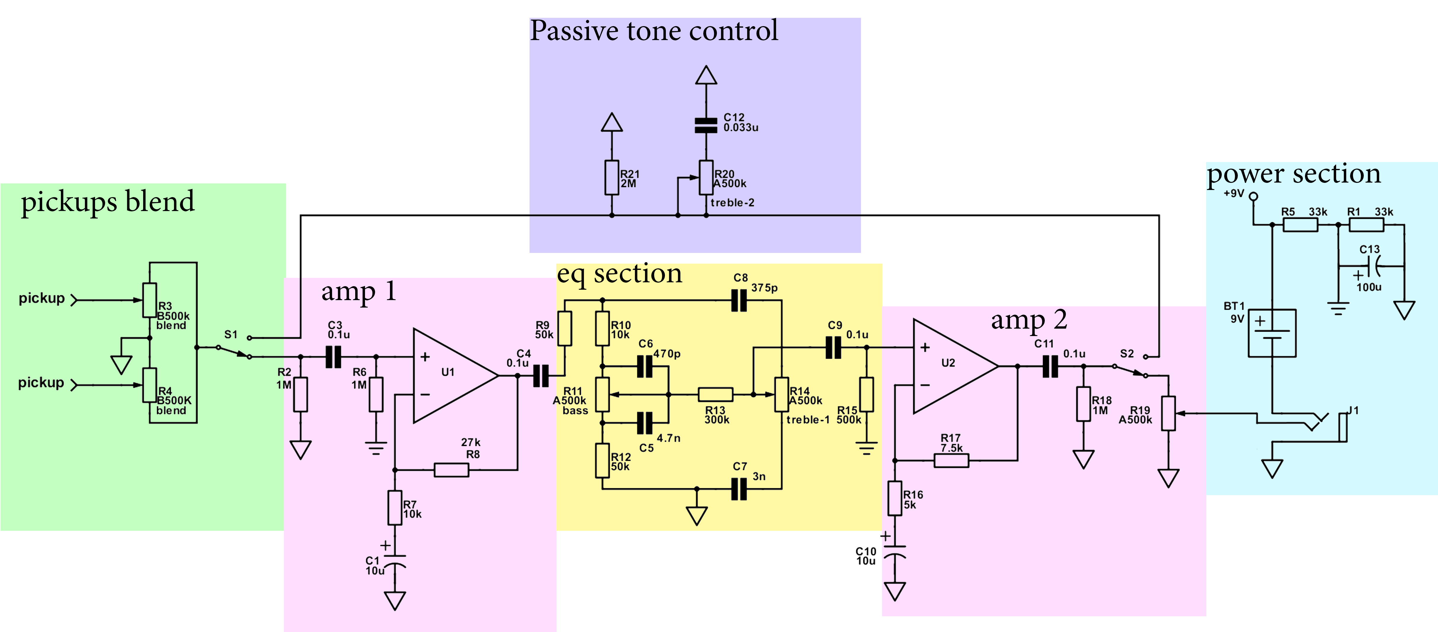 onboard guitar preamp schematic